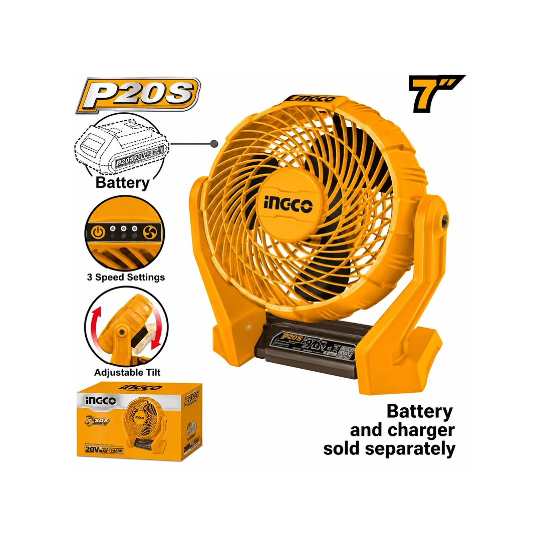 Ingco Cordless fan 20v CFALI2007 Ingco Cordless fan 20v CFALI2007 - Image 1