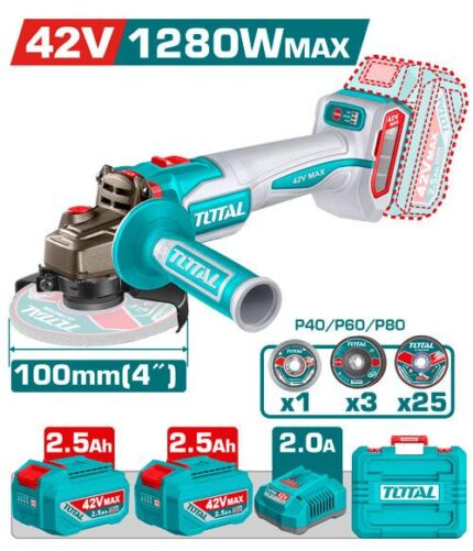Total 42V Cordless Angle Grinder TAGLI4128102