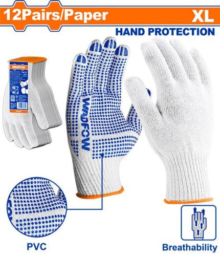 Wadfow Knitted PVC Dotted Gloves XL WKG1801